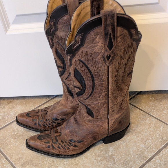 J.B. Dillon Brown Western Heeled Boots - Picture 5 of 7